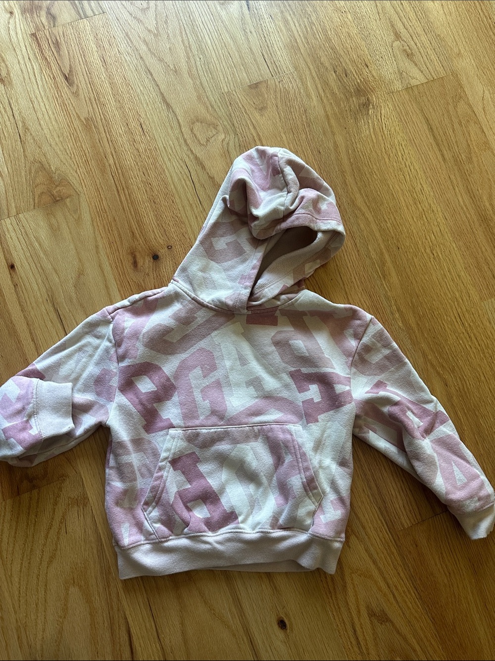 GAP Pink & Cream Logo Pattern Kids Hoodie